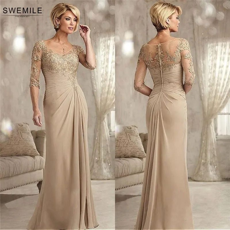 SWEMILE элегантный полурукав силуэт русалки кружева мать невесты платья Vestido De Madrinha Pleat мать платья Robe De Mere