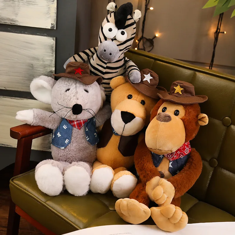 

38cm Creative Cute Leopard Monkey Plush Toys Stuffed Froest Animal Zebra Mouse Toy Plush Doll Children Toy Gift
