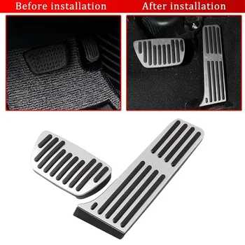 

2pcs Foot Pedal Covers Gas Brake Silver Non-Slip Rubber Wear-Resistant