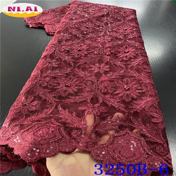 

Nigeria Embroidery Lace Fabric, Flower Lace French Lace, Wine Quality Tulle Mesh Lace Dress mr3250b