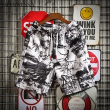 M-5XL, новинка, модные летние шорты для мужчин, повседневные шорты с цветочным принтом для мужчин, китайский стиль, эластичный пояс, облегающие пляжные шорты