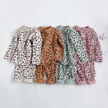 Baby Kids Pajamas Sets Print Leopard Cotton Boys Sleepwear Suit Autumn Girls Pajamas Long Sleeve Pijamas Tops+Pants 2pcs M335 1