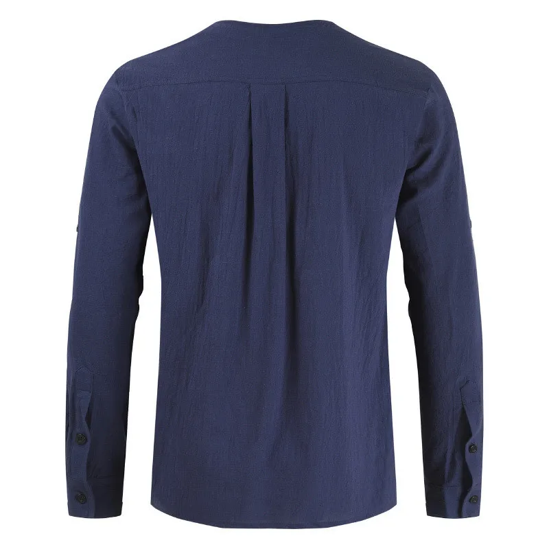 Летняя мужская рубашка Camisa, новая стильная Свободная рубашка с длинными рукавами, индивидуальная блузка из чистого хлопка и льна, топ