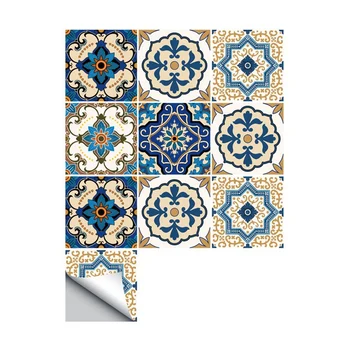 

10Pcs Moroccan Style Tile Stickers Waterproof Wall Stickers Bathroom Art Decor,8X8 Inch