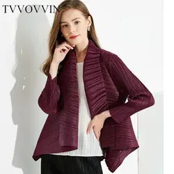 Tvvovvinin 2019 осеннее Новое повседневное модное женское свободное однотонное Плиссированное короткое пальто с лацканами и длинными рукавами C569
