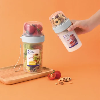 

Creative Double Refrigerator Storage Box Portable Round Sealed Box Plastic Canister Lunch Box Snack Complementary Lunch Box