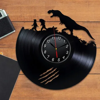 

Vinyl Record Wall Clock Modern Design Creative Dinosaur 3D Stickers Tyrannosaurus Rex Watch Wall Clocks Home Decor