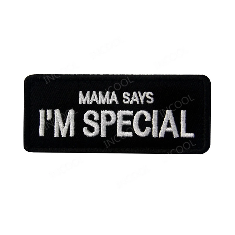 Embroidered Black Мама говорит, что я специальный инфракрасный отражающий ИК-патчи тактические для поддержания боевого духа вышитые нашивки слова ткань вышивка значки - Цвет: Embroidered Black