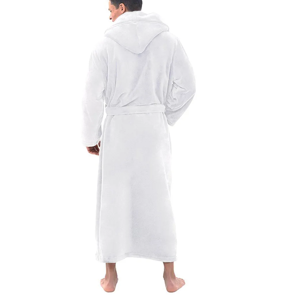 Домашняя мужская зимняя плюшевая удлиненная шаль, халат, домашняя одежда, халат с длинными рукавами, зимняя теплая одежда для сна