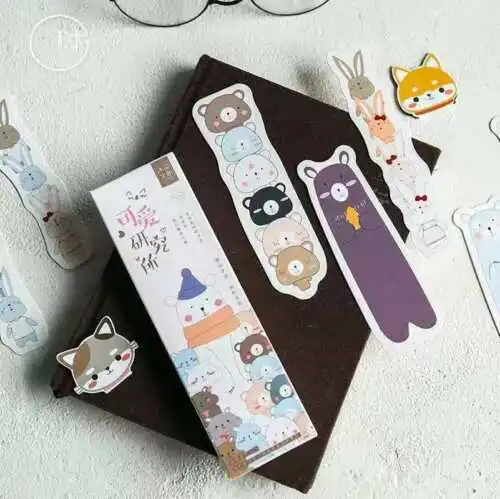 

30 pcs/pack Cat Bear Cartoon Animals book marks Paper Bookmark School Office Supplies Children Students Beautiful