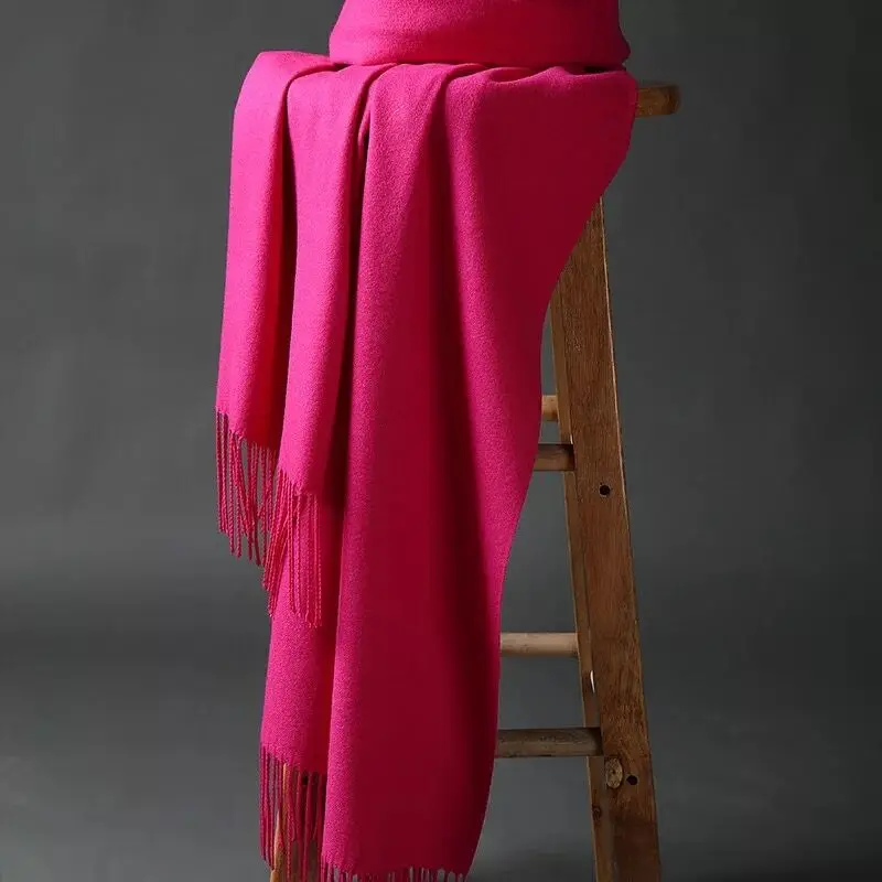 Модные классические осенне-зимние новые теплые кашемировые шарфы из пашмины с длинными кисточками Женская плотная шаль - Цвет: 60