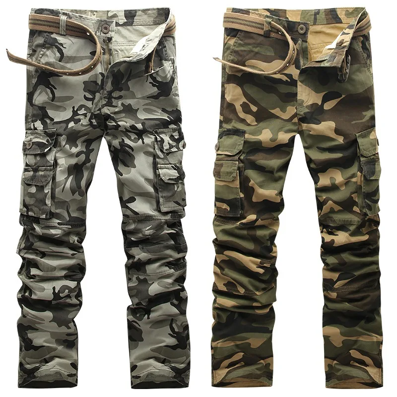 

Men's Cargo Pants Camouflage Loose Multi Pockets Military Pants High Quality Long Trousers for Men Camo Joggers Plus Size 28-38