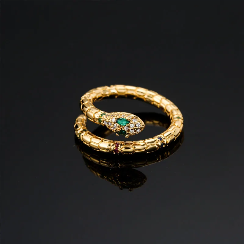 Gold Color Ring Fashion Gold Color Snake Ring For Women Girl Adjustable Exquisite Shiny Cubic Zirconia Finger Ring Wedding Jewelry Gift gold color rings finger ring gold color ring adjustable rings wedding rings wedding ring animal ring