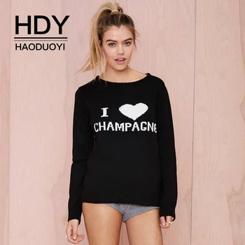 

HDY Haoduoyi Autumn Fashion Personality Casual Heart-shaped Letter Pattern Loose Ribs Long-sleeved Round Neck Pullover Sweater