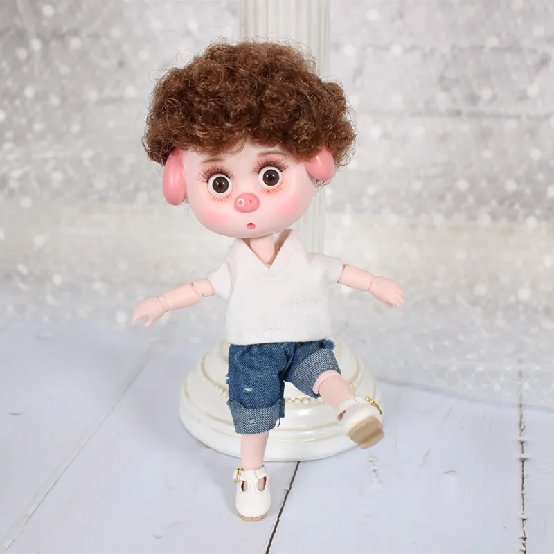 1/12 BJD кукла 26 шарнирное тело 15 см мини кукла новая Lucky pig ob11 кукла с экипировкой обувь макияж и Коробка Набор подарочных игрушек - Цвет: Черный