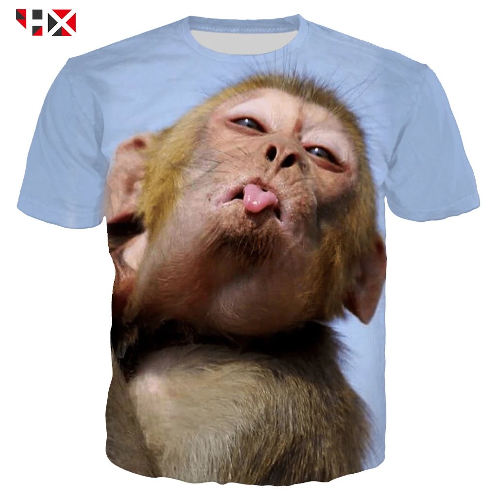 

HX New 3D Printed T-shirt Pullover Funny Gorilla T Shirt Men/Women Cute Animal Short Sleeve Harajuku Streetwear Tops A783