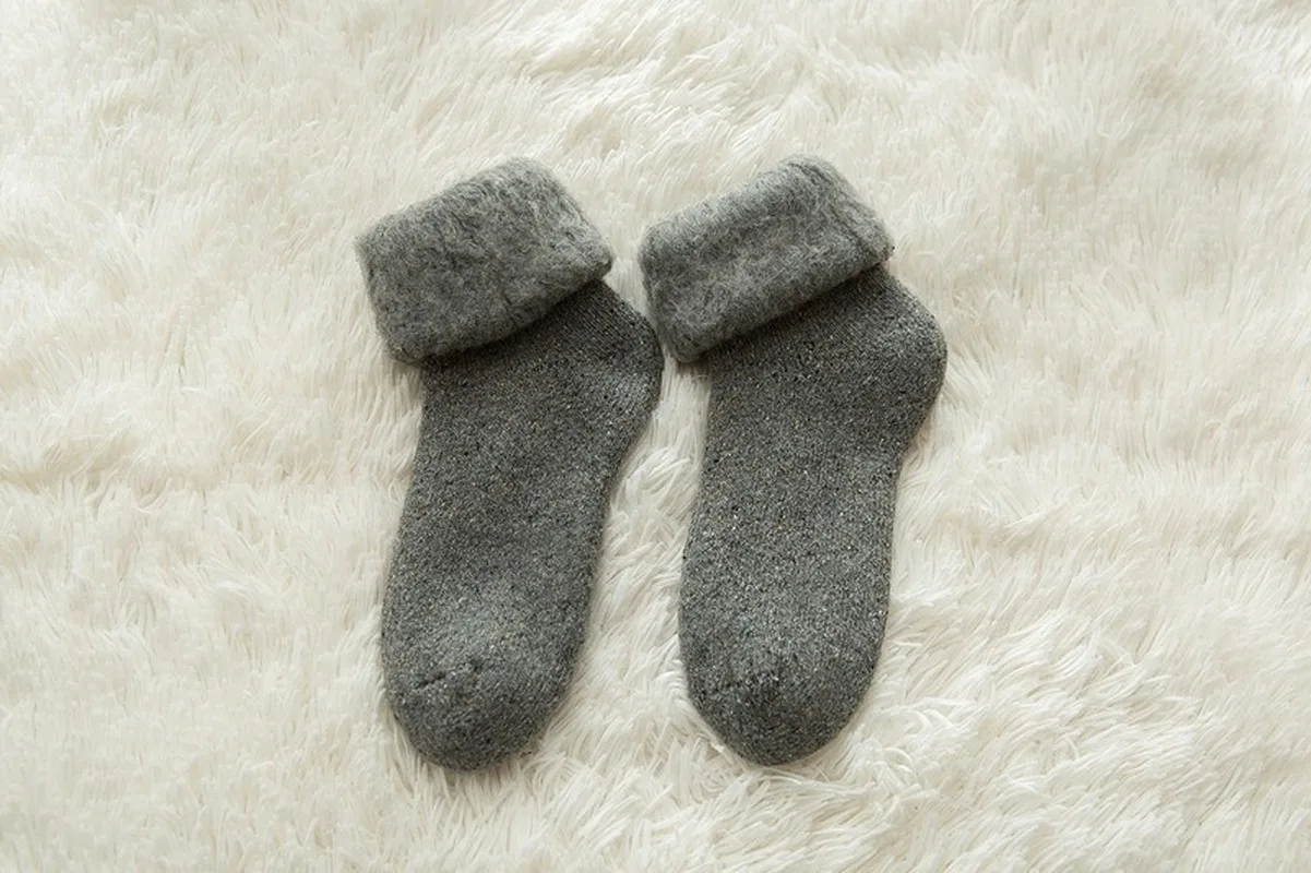 Pair Kawaii Socks Soft Thicker Solid Socks Merino Wool Rabbit