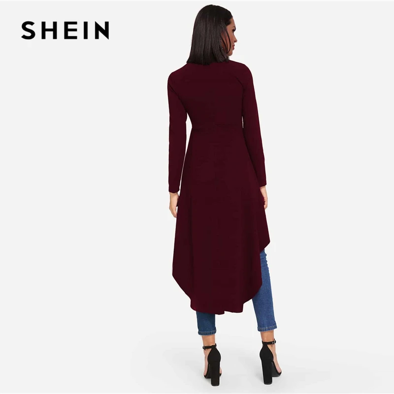 SHEIN Стильный Топ С Асимметричным Низом Черная Модная Блузка Со Стоячим