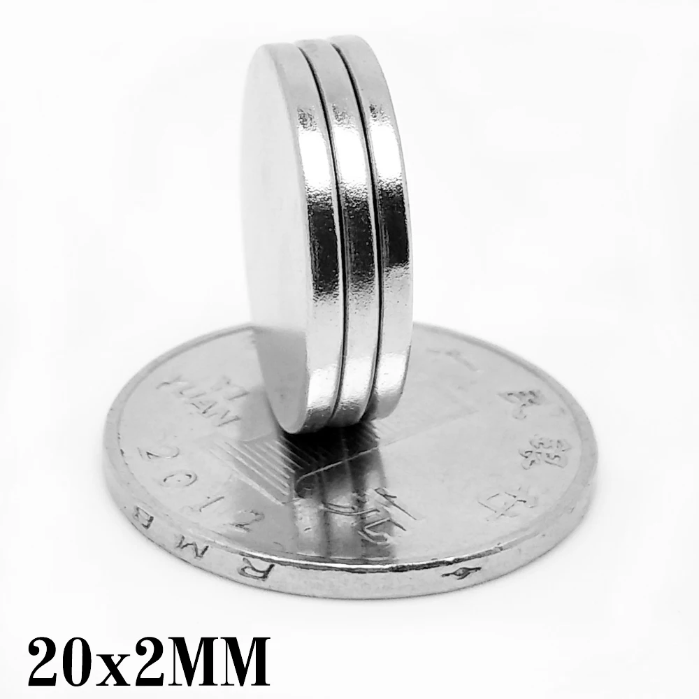 5 10 15 20 30 50 100PCS 20x2 mm Round Search Magnet N35 Permanent Neodymium Magnets