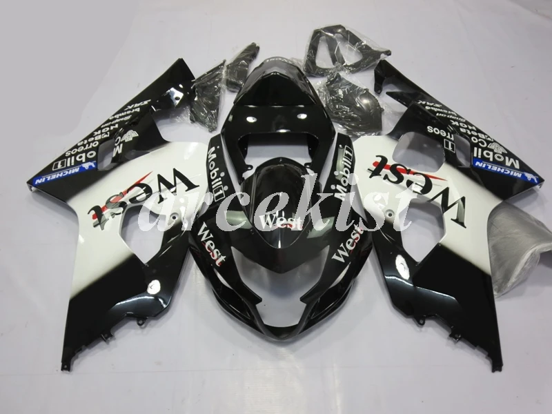 

New ABS Motorcycle Injection Full Fairings Kit Fit for Suzuki GSX-R600 GSX-R750 K4 2004 2005 04 05 Bodywork set black white west