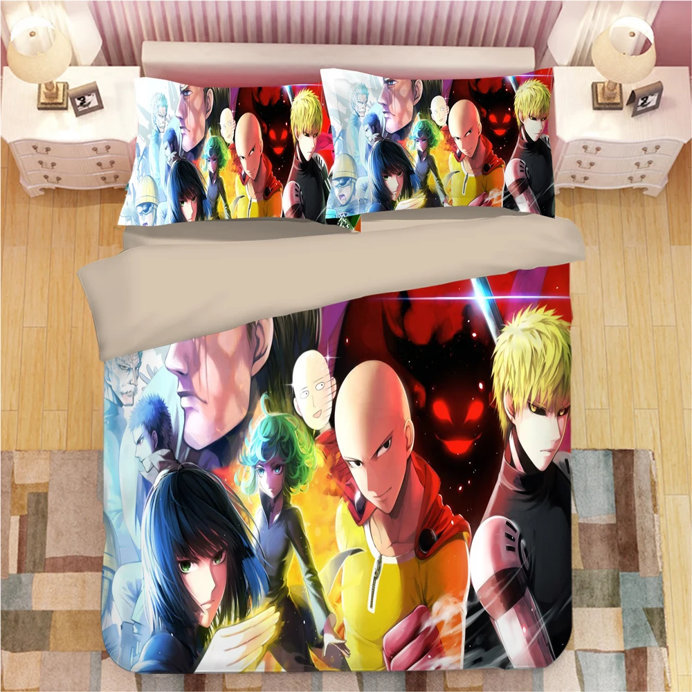 Постельный комплект ONE PUNCH MAN, мультяшный аниме, пододеяльники, 3D постельные принадлежности, королевские наволочки, Детские Мультяшные одеяла, постельные принадлежности, постельное белье s