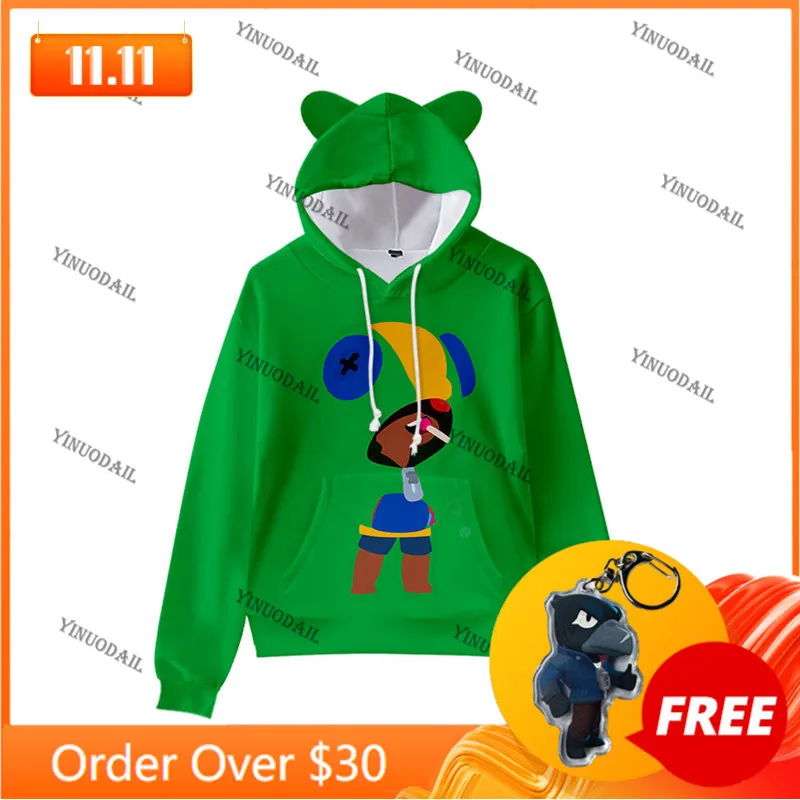 

Cartoon Sally WEREWOLF Shark Leon Cute Cat Ear Kids Hoodie Boys Girls Jacket Tops Teen Shoot Star Shooting Game 3D Sweatshirt