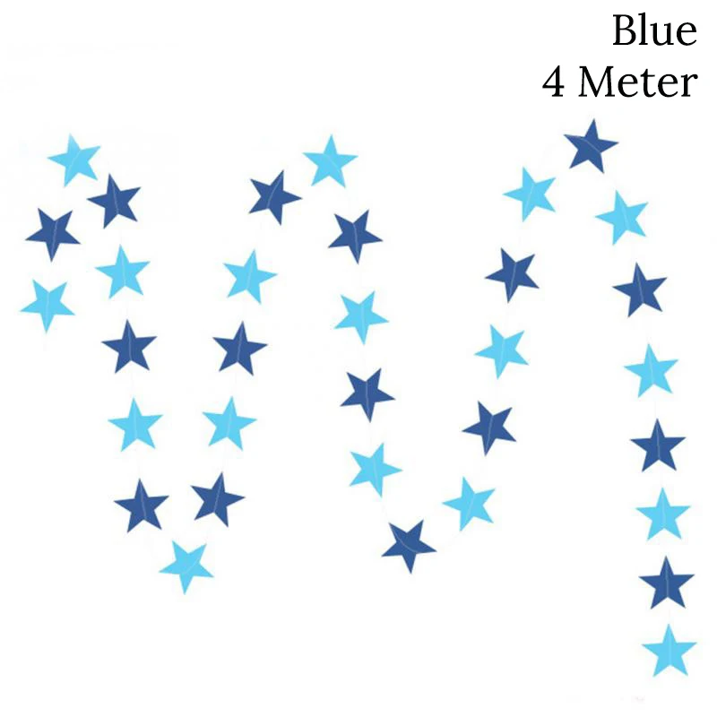 WEIGAO First Birthday Photo Clips Banner Garlands One Year Old Blue 1 Number Balloons Baby Shower Boy Birthday Decor Supplies - Цвет: star garlands