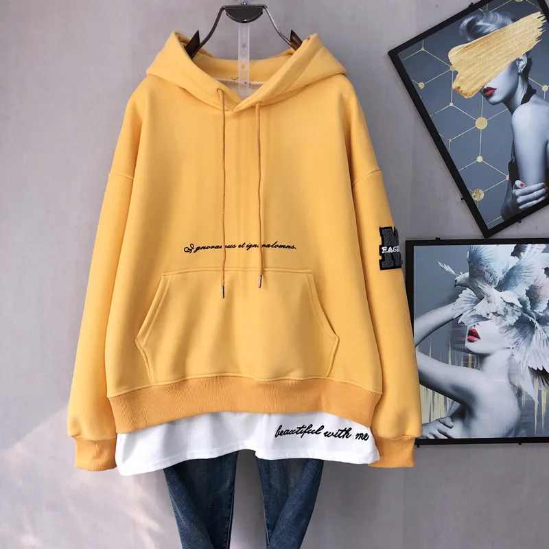 Autumn& Winter New Arrival Plus Velvet Sweatshirt Plus Size Hooded Loose Thick Korean Version Sweatshirt Free Shipping