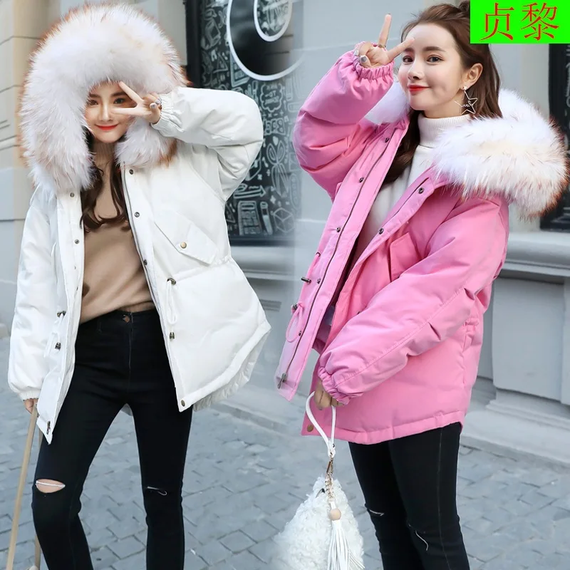 

2018 Winter New Style Korean-style Students Da Mao with HAT Medium Length Cotton Coat WOMEN'S Coat down Feather Cotton-padded Cl
