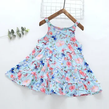 

Baby Girl Summer Dress Girls Sleeveless Flower Print Casual Princess Dress Child Cute Floral Dresses
