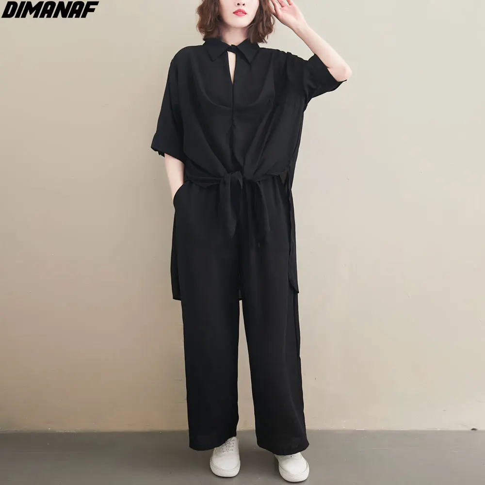 DIMANAF Plus Größe Frauen Bluse Zwei Stück Set Shirts Sommer V-ausschnitt Chiffon Büro Dame Tops Anzug Casual Feste Weibliche Kleidung 2021 DIMANAF Plus Größe Frauen Bluse Zwei Stück Set Shirts Sommer V-ausschnitt Chiffon Büro Dame Tops Anzug Casual Feste Weibliche Kleidung 2021