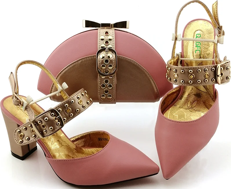 

Lovey baby pink elegant butterfuly sandal shoes with 3.5 inches heel matching clutches bag set for aso ebi SB8420-4