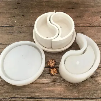 

Gardening Cement Pot Mold Tai Chi Design Succulent Plant Concrete Base Silicone Mold Flower Pot Molds For Concrete Making
