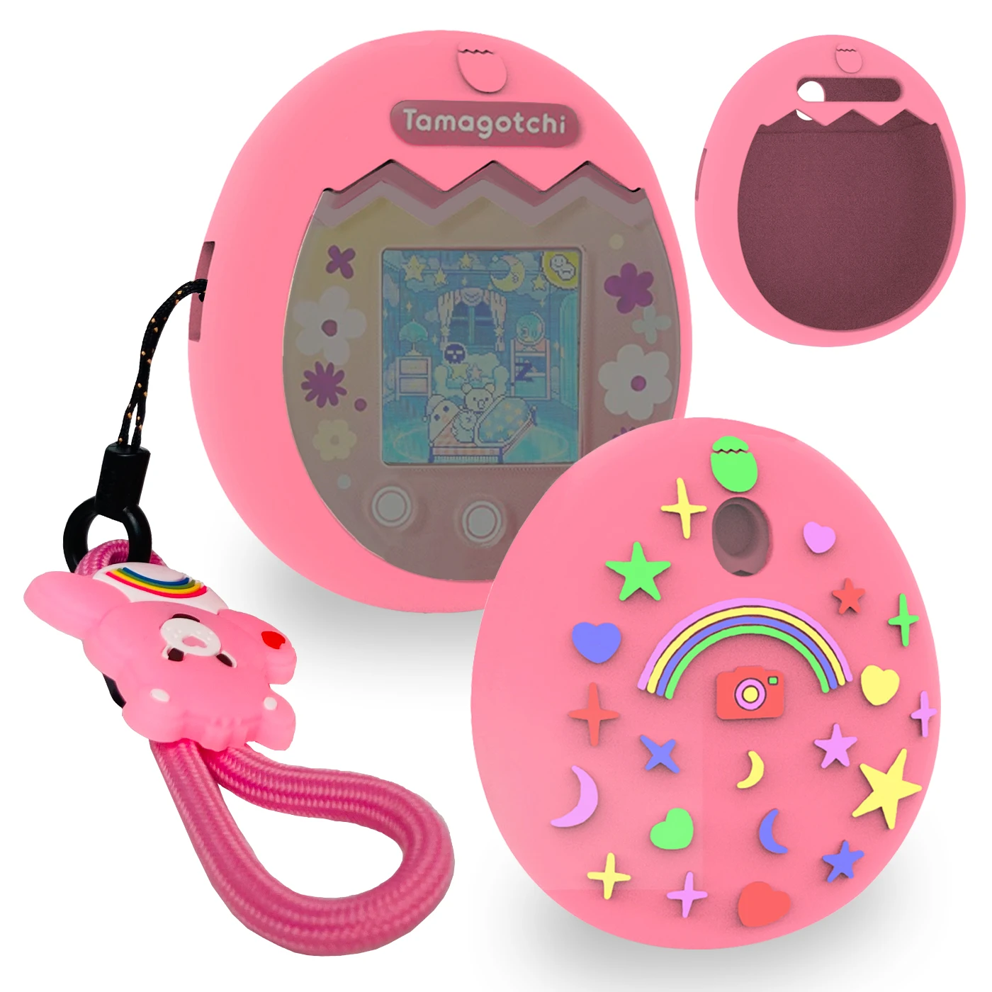 Silicone Cover Case With Finger Lanyard for Tamagotchi Pix Pink Purple Blue Green Birthday Gifts For Kids（Only Cover） | Электроника