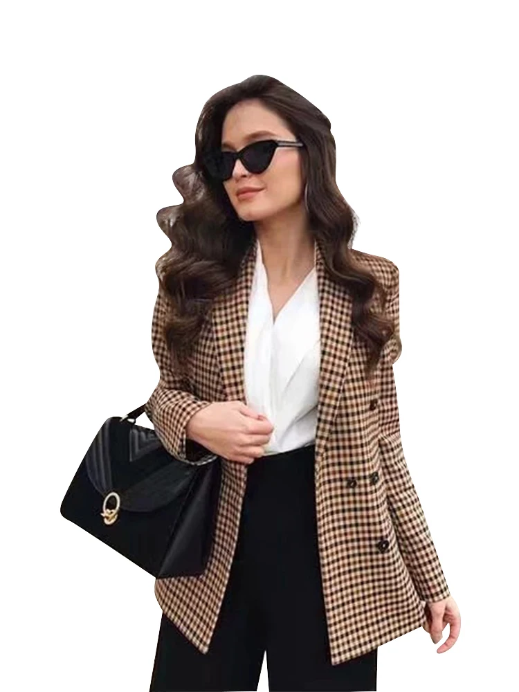 

Blazer Women Autumn New Retro Single-breasted Temperament Long-sleeved Children's Shoulder Pad Suit Suit Collar Bleiser Feminino