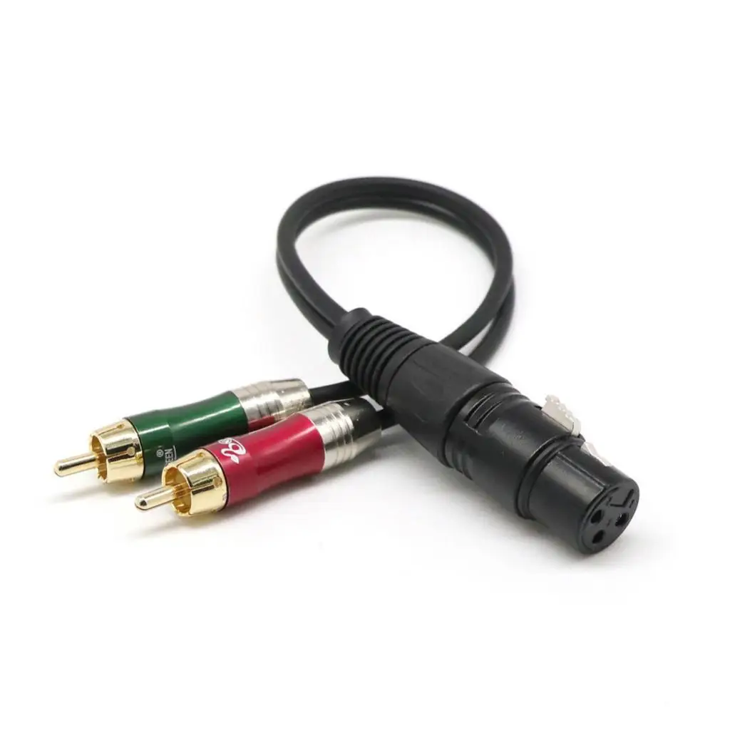 3-Pin XLR Female to 2 RCA Socket Audio Cord Converter Splitter Wire 30cm 12'