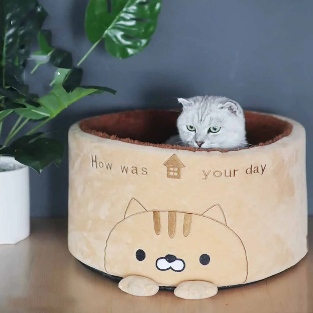 Круглый милый кошачий наполнитель питомник для питомца щенка кошки Успокаивающая кровать теплое удобное Гнездо Спальный питомник плюшевая нескользящая Нижняя клетка Подушка#20