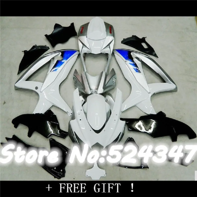 White Black Fairings For Suzuki Gsxr 600 750 K8 2008 2009 2010