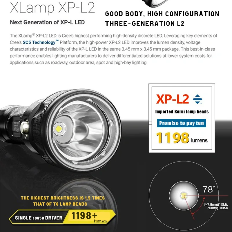 Details about   1200LM L2 LED Diving Flashlight Rechargeable Diving Light Searchlight Waterproof 