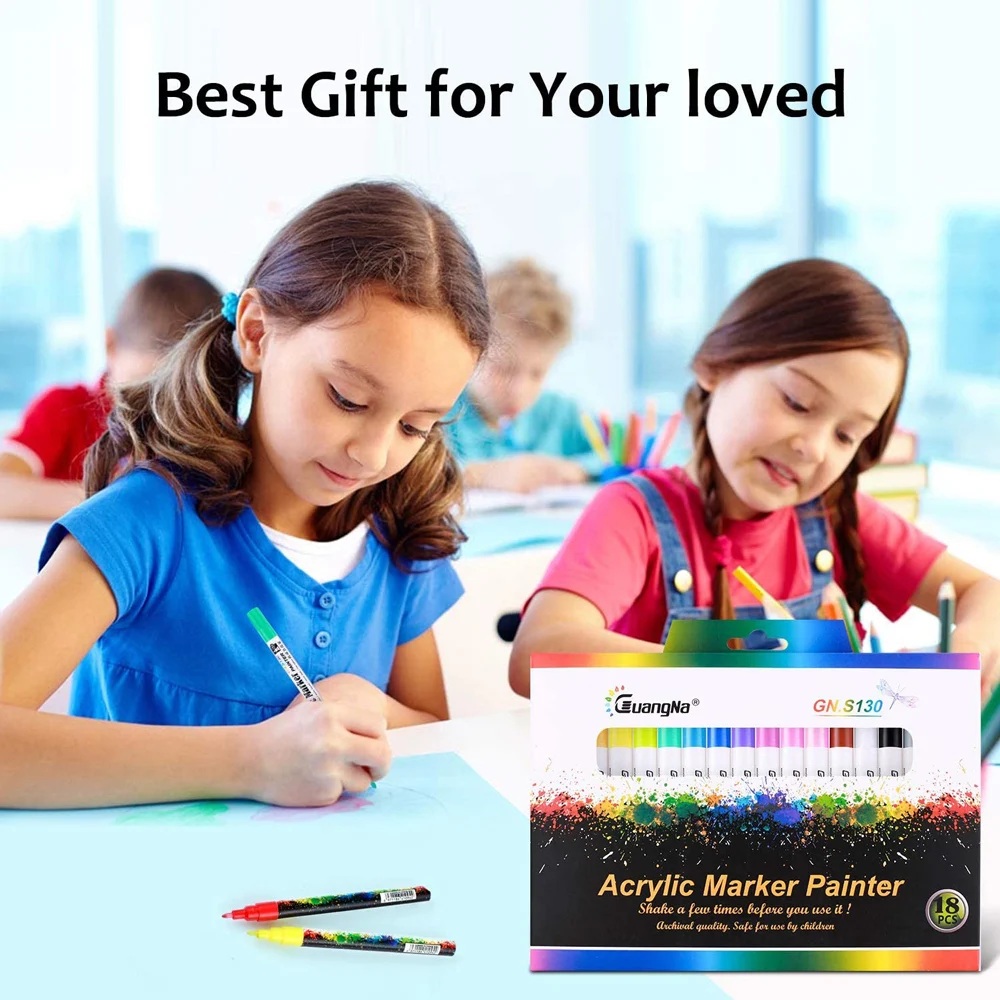 아크릴 페인트 마커 펜, 암벽화 머그잔, 세라믹 유리 목재 패브릭 페인팅용 아트 마커 펜, 12 색, 18 색, 24 색, 36 색, 0.7mm