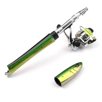 

1.4m Telescopic Fishing Rod Mini Pocket Fish Shape FRP Fishing Rod With Reel