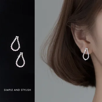 

S925 tremella nail female Korean version of small fresh and sweet temperament diamond hollow drop ear jewelry