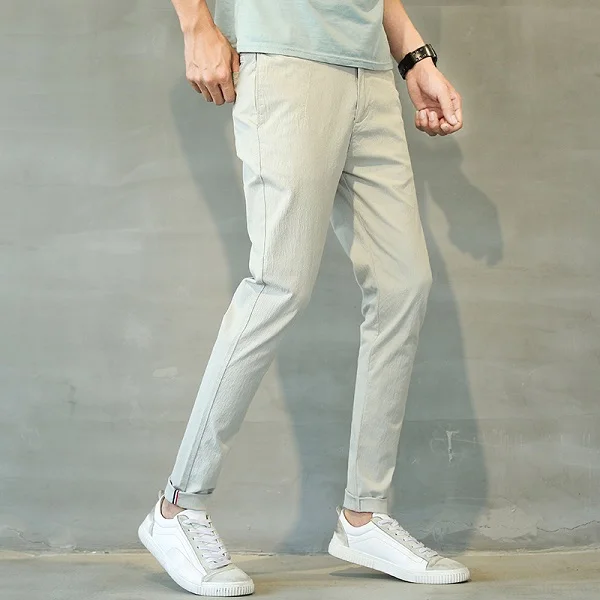 Men's Linen Slim Fit Natural Pants - Island Importer