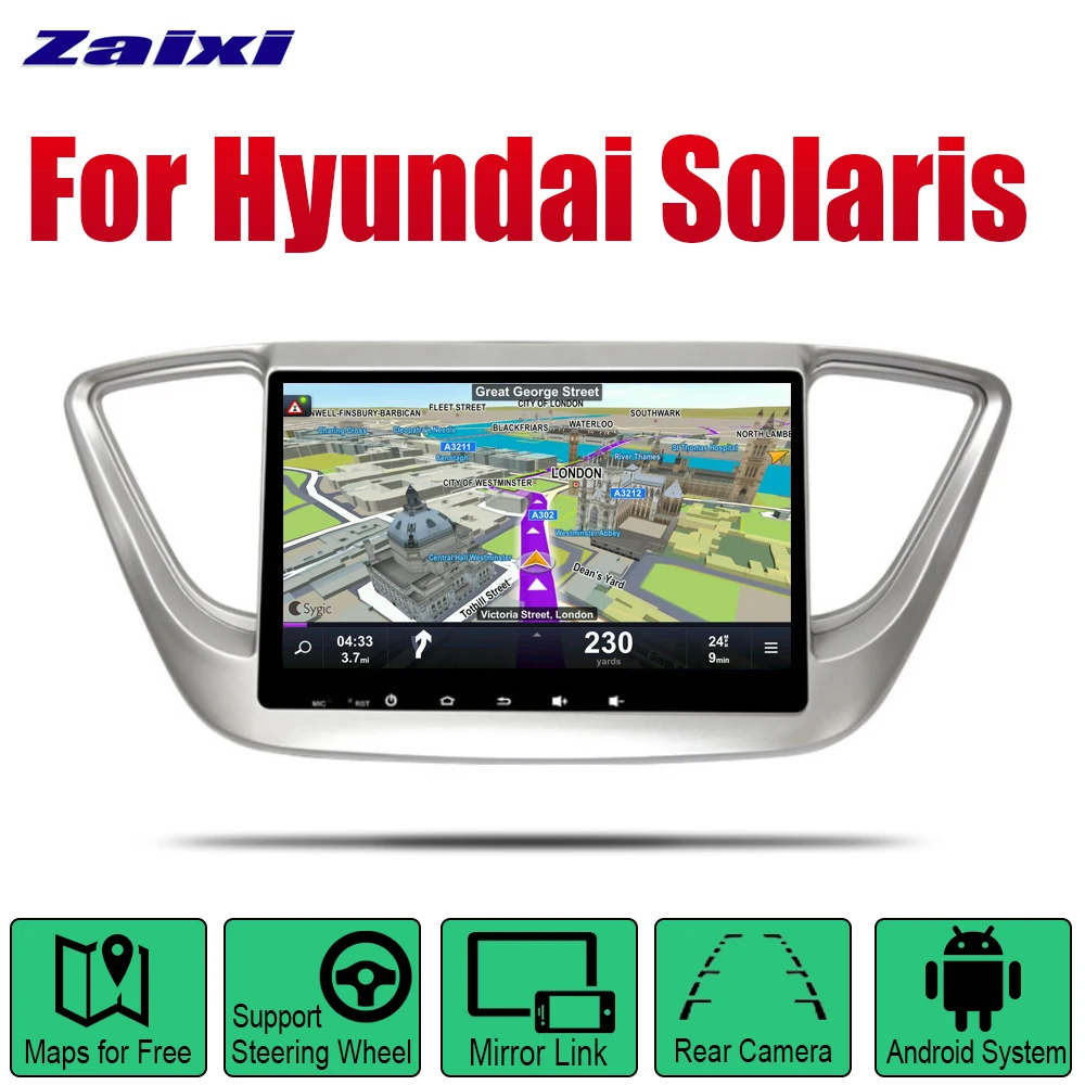 

Car Player For Hyundai Solaris 2016 2017 2018 2019 Auto Radio GPS Navigation 2 Din Android BT Wifi Map Multimedia system Stereo