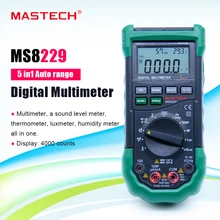 MASTECH MS8229 Цифровой мультиметр Авто диапазон 5 в 1 с NCV подсветка дисплей удержания данных multimetro цифровой профессиональный тестер