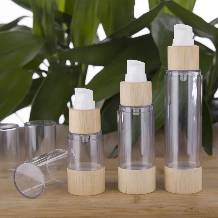 

Serum Skin Care Cream Lotion Airless Bamboo Eco-friendly Pump Bottles