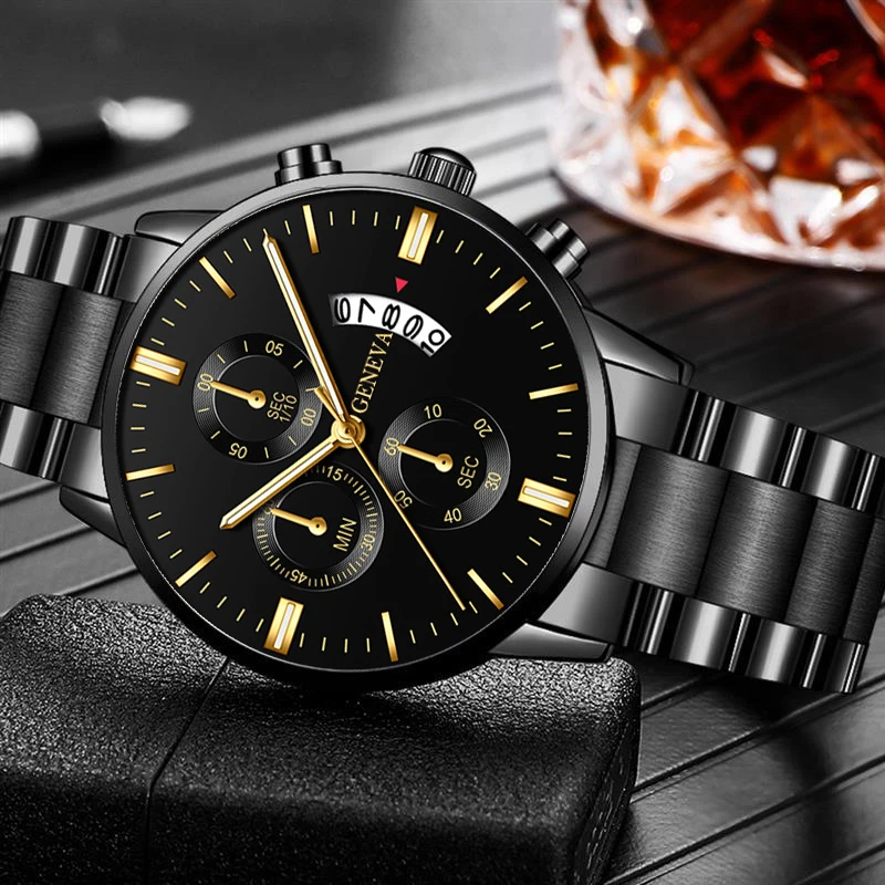 2020 Fashion Trend Men's Stainless Steel Watch Luxury Calendar Quartz Watch Men's Business Casual Watch