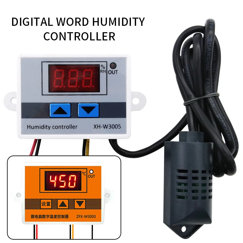 XH W3005 3003 DC12V 24V AC110V 220V цифровой регулятор влажности гигрометр 0 ~ 99% RH с датчиком