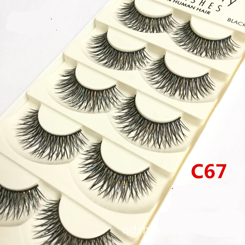 c67 5 Pairs 3D False Eyelashes Eyelash Extension Soft Handmade Multi-layer Thick Natural Long Fake Lashes Eye Lashes Makeup Tools - Цвет: c67