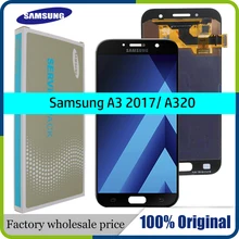 100% NGUYÊN BẢN 4.7 AMOLED Thay Thế dành cho SAMSUNG Galaxy SAMSUNG Galaxy A3 2017 A320 A320F Bộ Số Hóa Cảm Ứng với GÓI DỊCH VỤ
